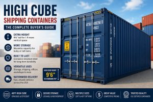 High Cube shipping container with extra height for commercial storage, shipping, and container conversion projects.